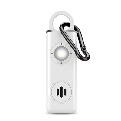Alerty personal safety alarm in white with carabiner clip